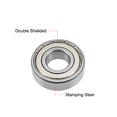 Harfington Uxcell Deep Groove Ball Bearings Metric Double Shielded Chrome Steel ABEC3 Z1