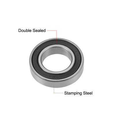 Harfington Uxcell Deep Groove Ball Bearings Metric Double Sealed Chrome Steel ABEC-3 Z1