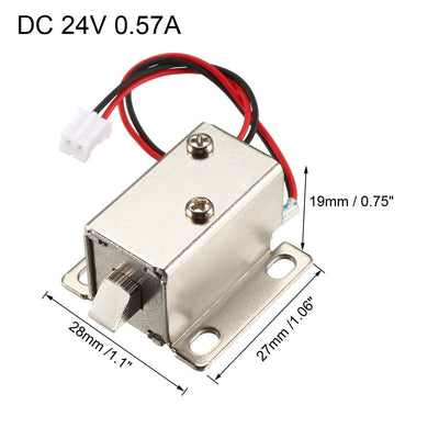 Harfington Uxcell DC 24V 0.57A 6mm Mini Electromagnetic Solenoid Lock Assembly for Electirc Lock Cabinet Door Lock