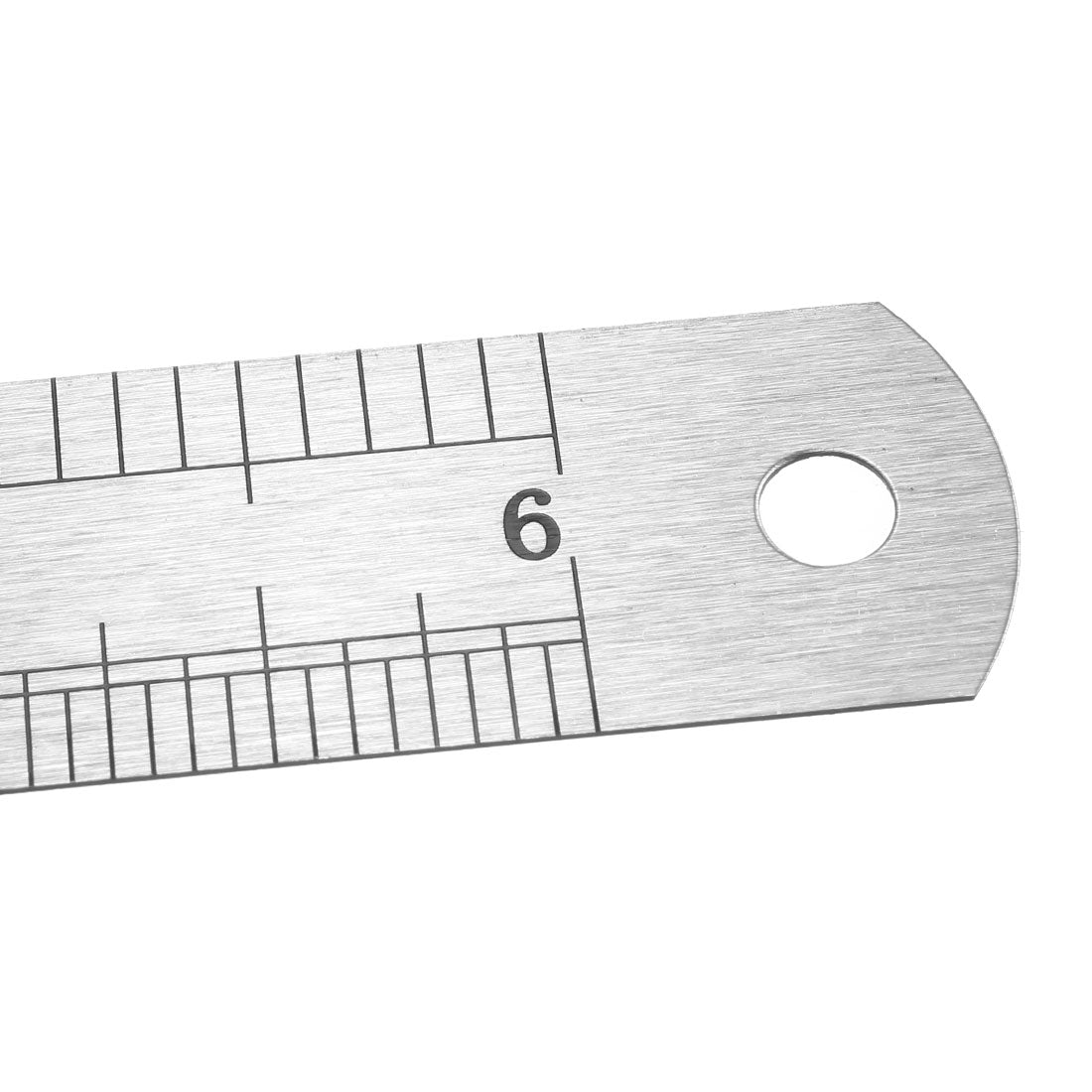 uxcell Uxcell Straight Ruler 150mm 6 Inch Metric Stainless Steel Measuring Ruler Tool Hanging Hole 2pcs