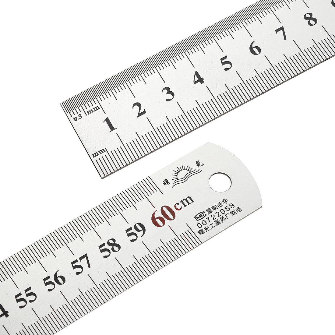 uxcell Uxcell Straight Ruler 60cm 24 Inch Metric Stainless Steel Measuring Ruler Tools 0.9mm Thickness