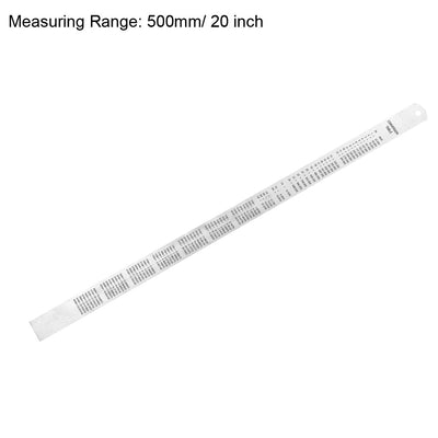 Harfington Uxcell Lineal Zoll metrisch Edelstahl Messlineal Werkzeug mit Aufhängeloch 500 mm 1 Stück