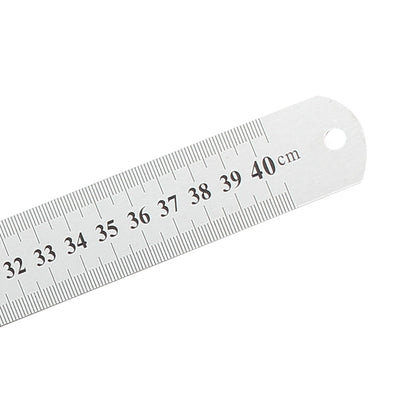 Harfington Uxcell Straight Ruler 400mm 16 Inch Metric Stainless Steel Measuring Ruler Tool with Hanging Hole 2pcs