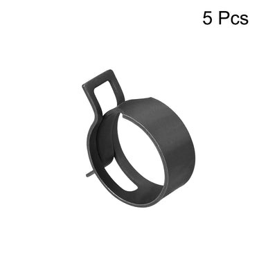 Harfington Uxcell Steel Band Clamp 25mm for Fuel Line Silicone Hose Tube Spring Clips Clamp Black Manganese Steel 5Pcs