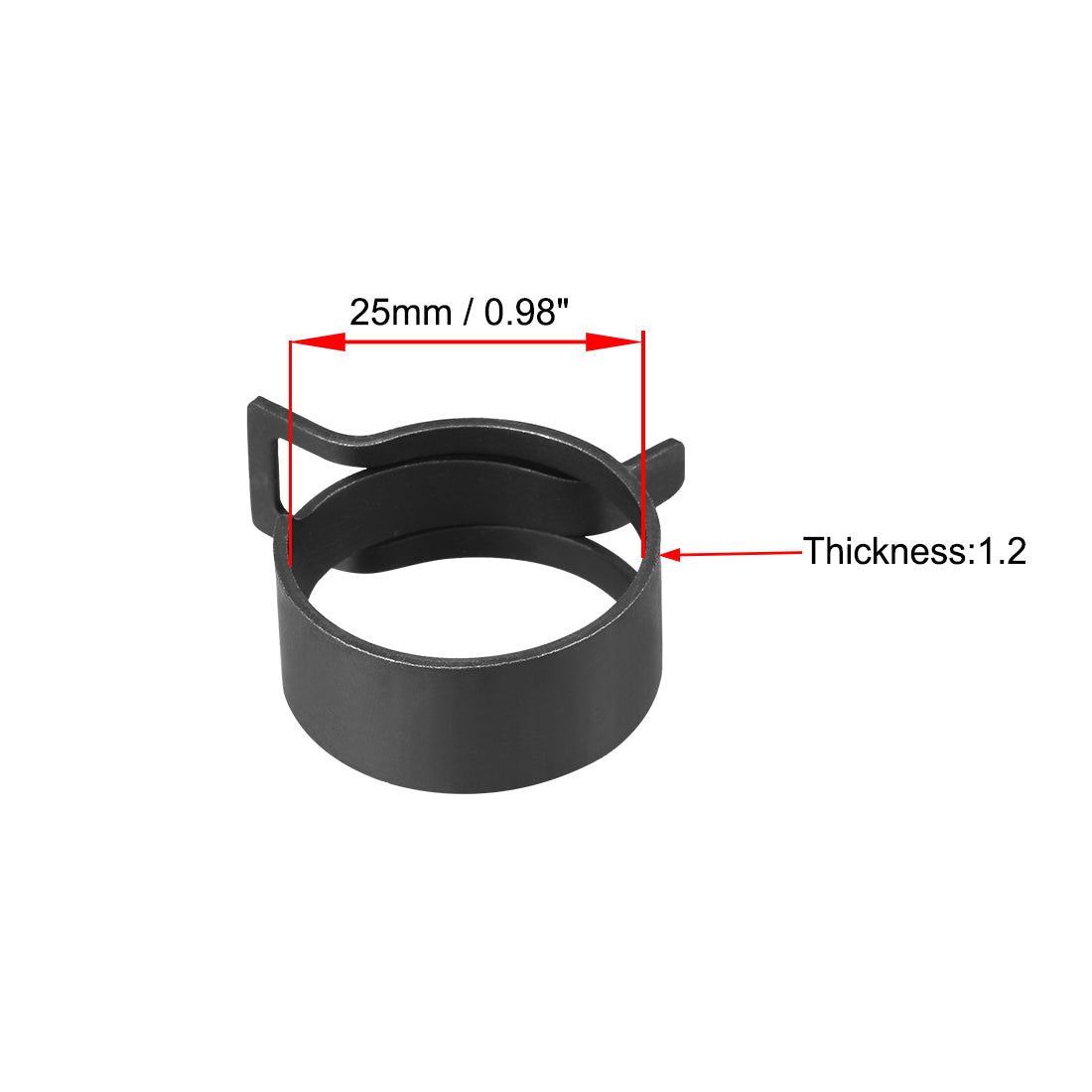 uxcell Uxcell Steel Band Clamp 25mm for Fuel Line Silicone Hose Tube Spring Clips Clamp Black Manganese Steel 5Pcs