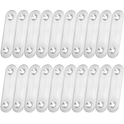 uxcell Uxcell Repair Plate, 60mm x 16mm, Flat Fixing Mending Bracket Connector with Screws, 20 Pcs