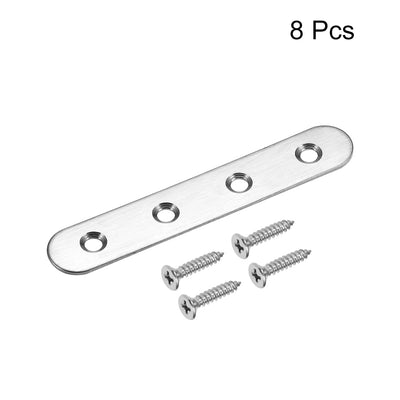 Harfington Uxcell Repair Plate, 100mm x 17mm, Flat Fixing Mending Bracket Connector with Screws, 8 Pcs