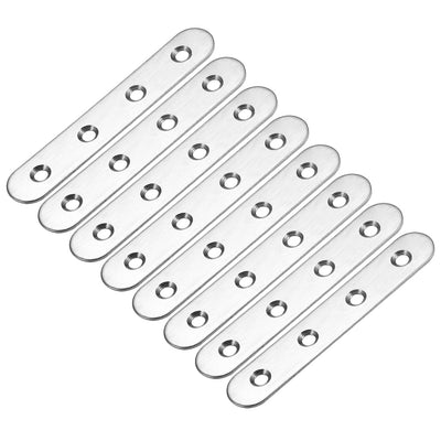 Harfington Uxcell Repair Plate, 100mm x 17mm, Flat Fixing Mending Bracket Connector with Screws, 8 Pcs