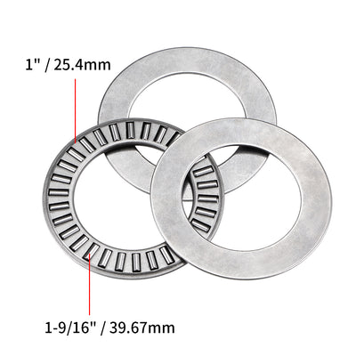 Harfington Uxcell Thrust Needle Roller Bearings with Washers 5/64" Thick Chrome Steel