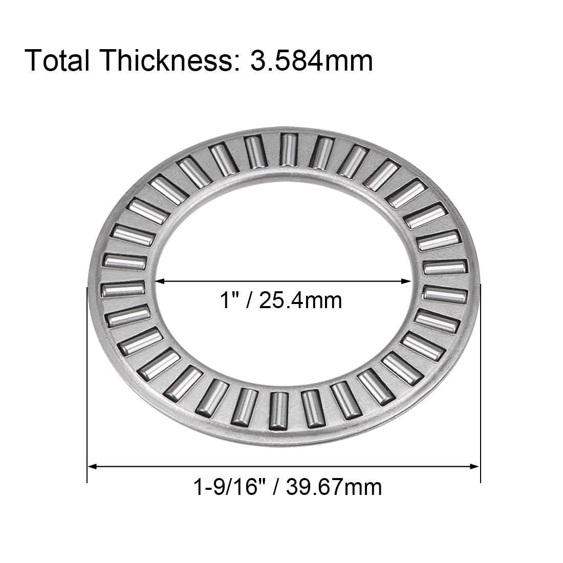 uxcell Uxcell Thrust Needle Roller Bearings with Washers 5/64" Thick Chrome Steel