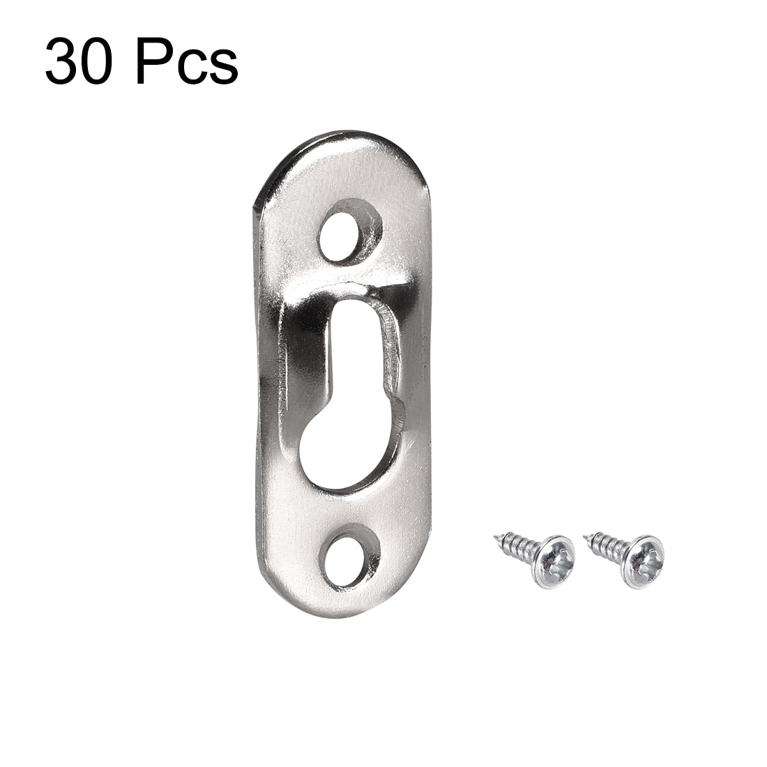 uxcell Uxcell Keyhole Hanging Plate, 37mm x 14mm Single Hole Hook for Picture Frames with Screws, 30 Pcs (Silver)