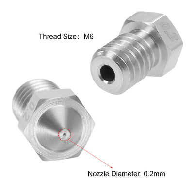 Harfington Uxcell 0.2mm 3D Printer Nozzle Head M6 for V5 V6 1.75mm Extruder Print, 2pcs