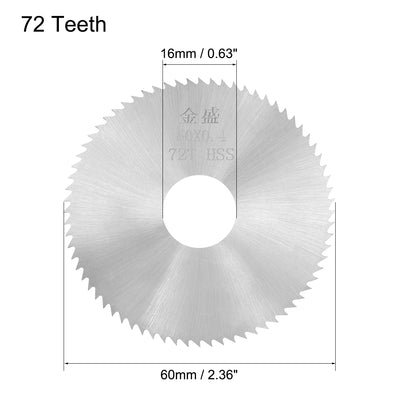 Harfington Uxcell Circular Saw Blades 60x16x0.4mm 72 Teeth HSS Disc Cutting Blade for Wood Metal