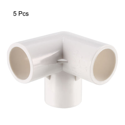 Harfington Uxcell 3-Way Elbow PVC Fitting, 20mm Socket, Tee Corner Fittings White 5Pcs