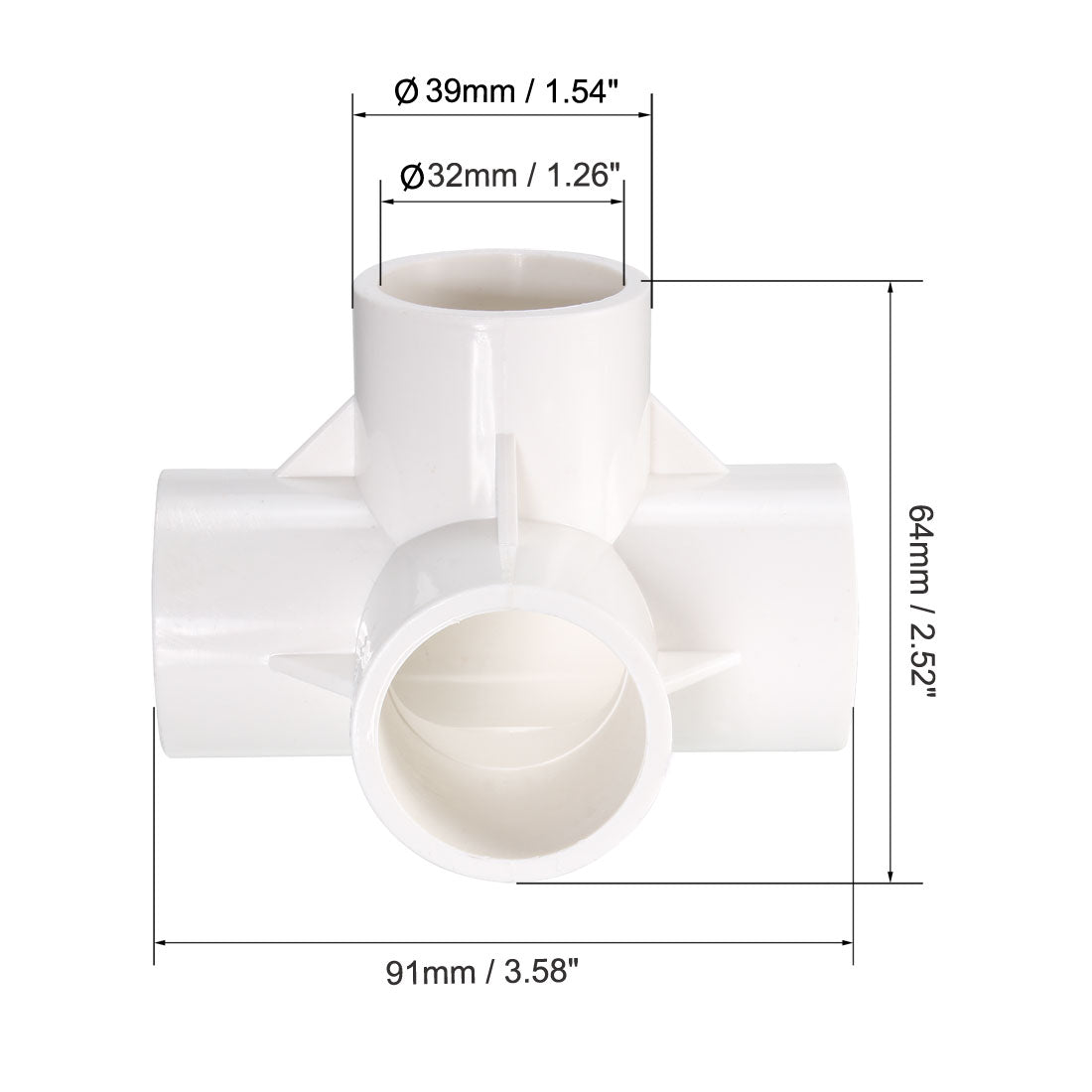 uxcell Uxcell 4 Way 32mm Tee PVC Fitting Elbow - PVC Furniture - PVC Elbow Fittings