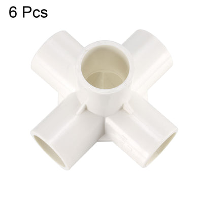 Harfington Uxcell 5 Way 20mm Tee PVC Fitting Elbow - PVC Furniture - PVC Elbow Fittings 6Pcs