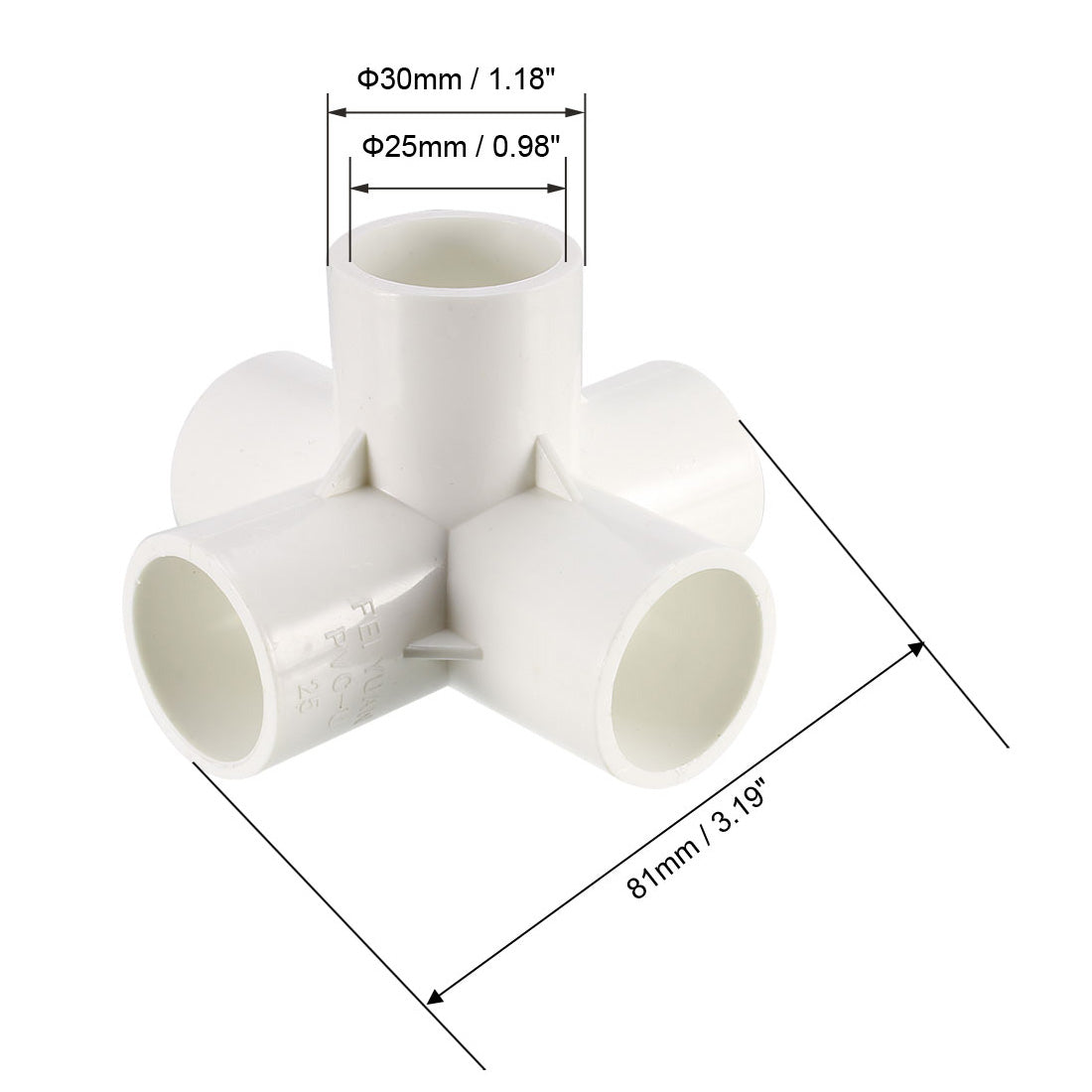 uxcell Uxcell 5 Way 25mm Tee PVC Fitting Elbow - PVC Furniture - PVC Elbow Fittings 6Pcs