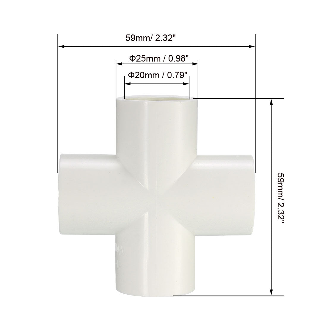 uxcell Uxcell PVC Pipe Fitting, 4 Way Cross, 20mm Socket, PVC Furniture Fittings White 2Pcs