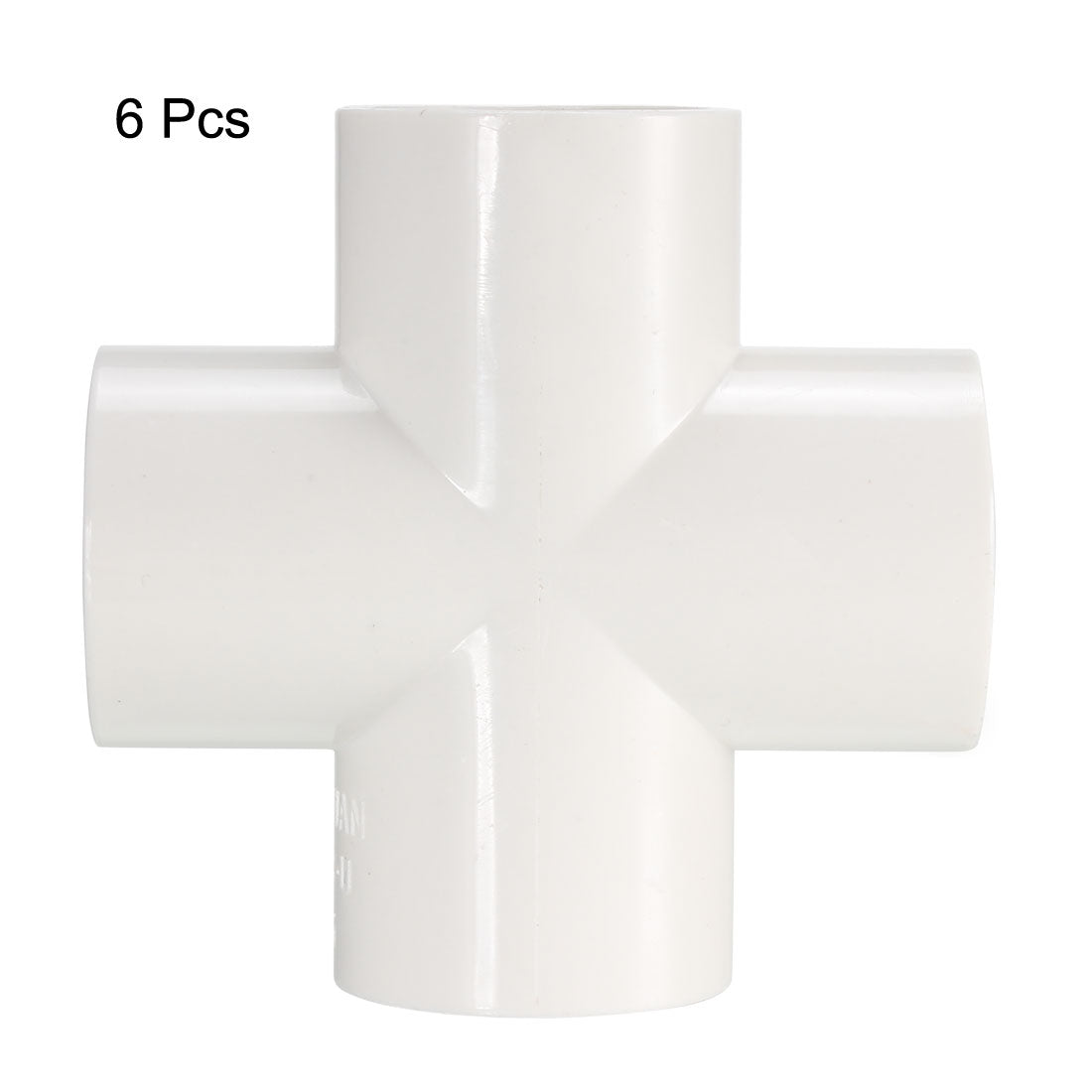 uxcell Uxcell PVC Pipe Fitting, 4 Way Cross, 25mm Socket, PVC Furniture Fittings White 6Pcs