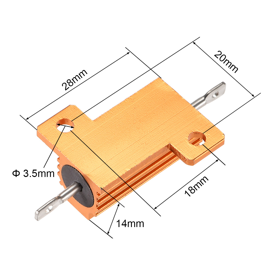 uxcell Uxcell 25W 0.1 Ohm 5% Aluminum Housing Resistor Wirewound Resistor Gold Tone 5 Pcs