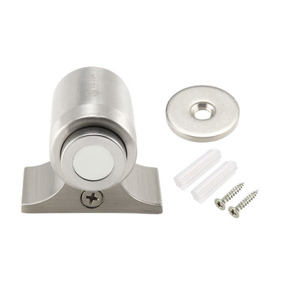 Harfington Uxcell Magnetic Door Stopper Catch, Stainless Steel Brushed Door Stop Floor Mount Silver Tone