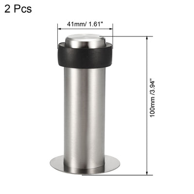 Harfington Uxcell 2 Stk. Zylindrisch Türanschlag Stopper am Boden Montiert Klebefolien Edelstahl 100mm Hoch