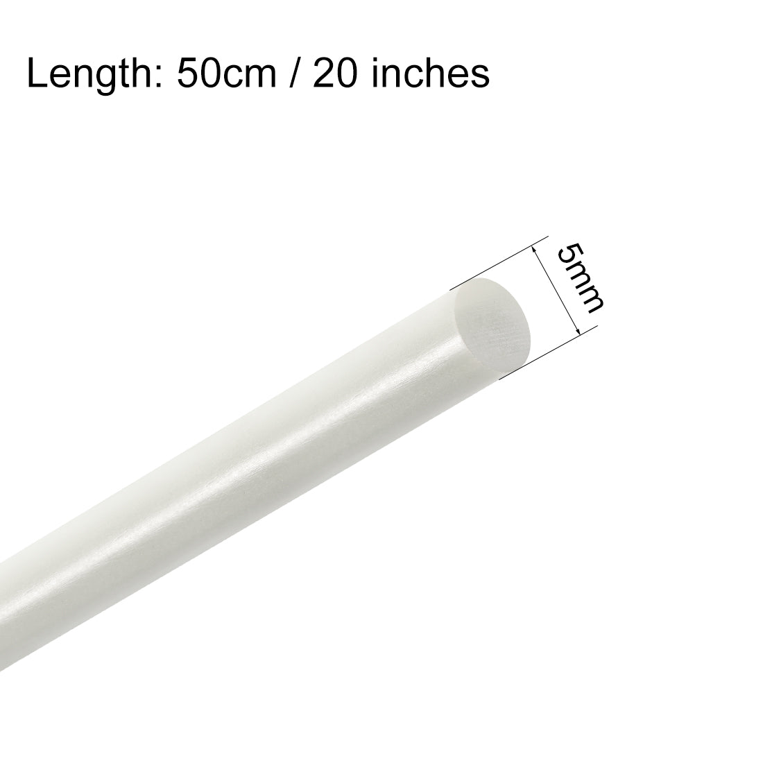 uxcell Uxcell FRP Fiberglass Round Rod,5mm Dia 50cm Long,White Engineering Round Bars 2pcs