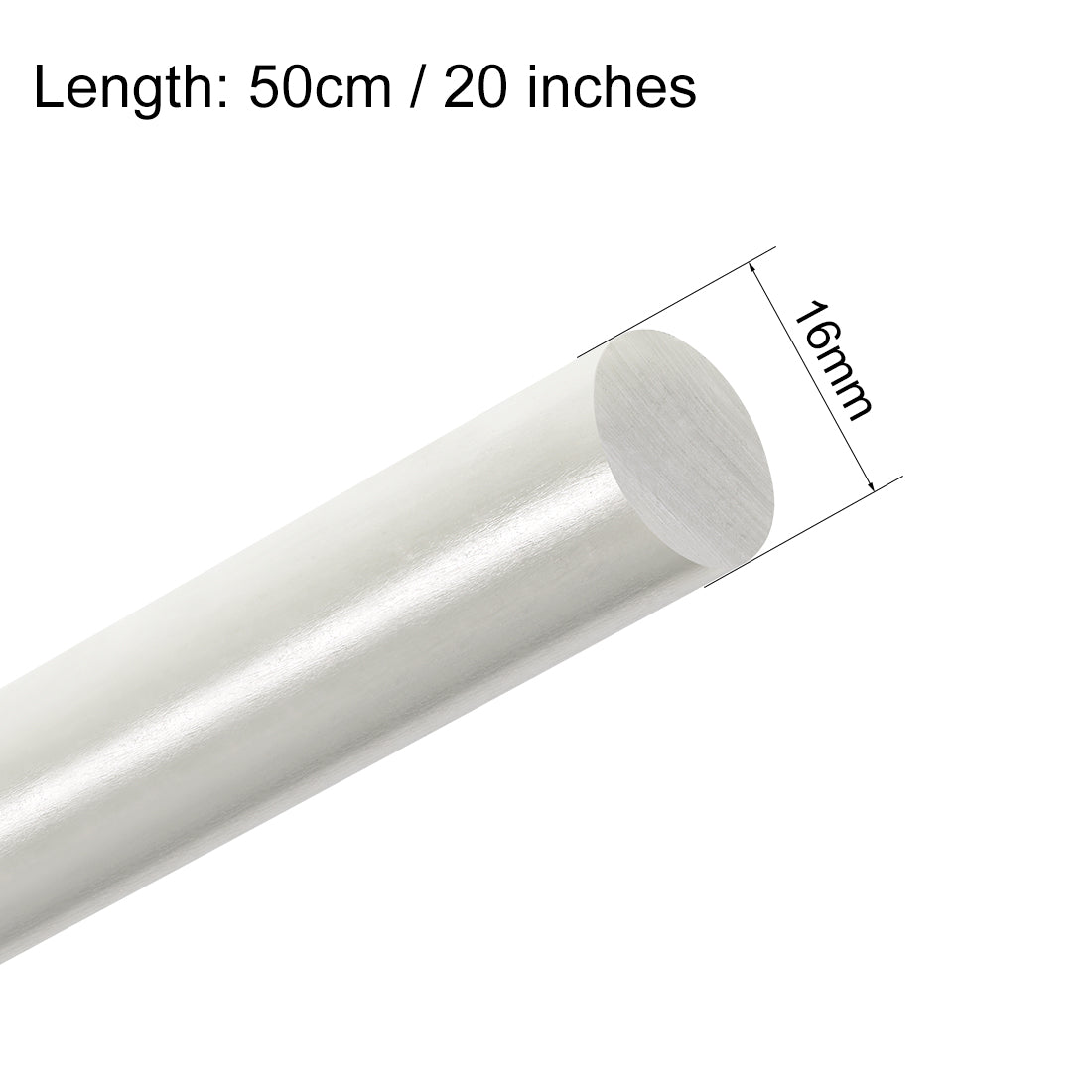 uxcell Uxcell FRP Fiberglass Round Rod,16mm Dia 50cm Long White Engineering Round Bar 2pcs