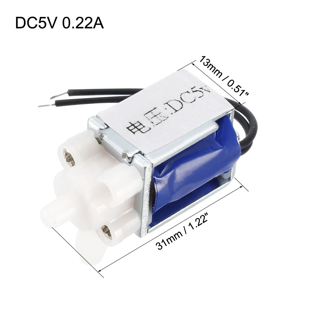 uxcell Uxcell Miniatur-Magnetventil 2-Wege-Schließer DC5V 0,22 A Wasser Luft-Magnetventil