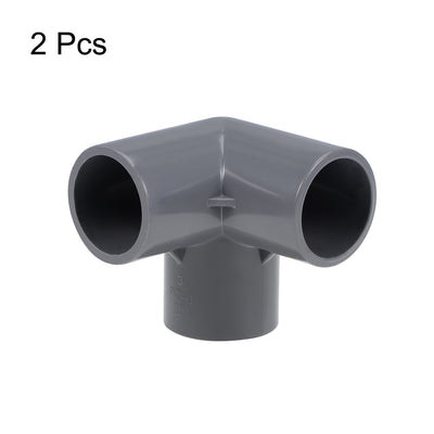 Harfington Uxcell 3-Way Elbow Metric PVC Fitting, 25mm Socket, Tee Corner Fittings Gray 2Pcs