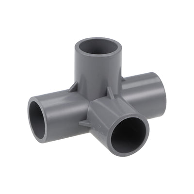 uxcell Uxcell 4 Way 20mm Tee Metric PVC Fitting Elbow - PVC Furniture - PVC Elbow Fittings Gray 2Pcs