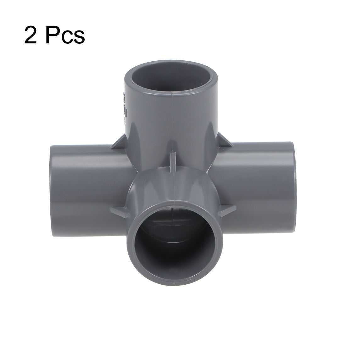 uxcell Uxcell 4 Way 25mm Tee Metric PVC Fitting Elbow - PVC Furniture - PVC Elbow Fittings Gray 2Pcs