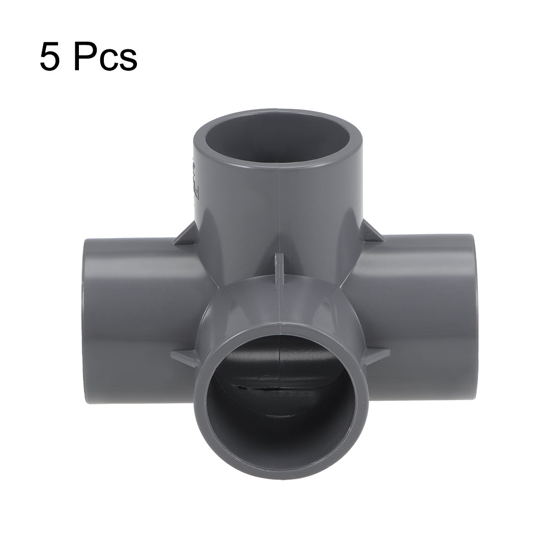 uxcell Uxcell 4 Way 32mm Tee Metric PVC Fitting Elbow - PVC Furniture - PVC Elbow Fittings Gray 5Pcs