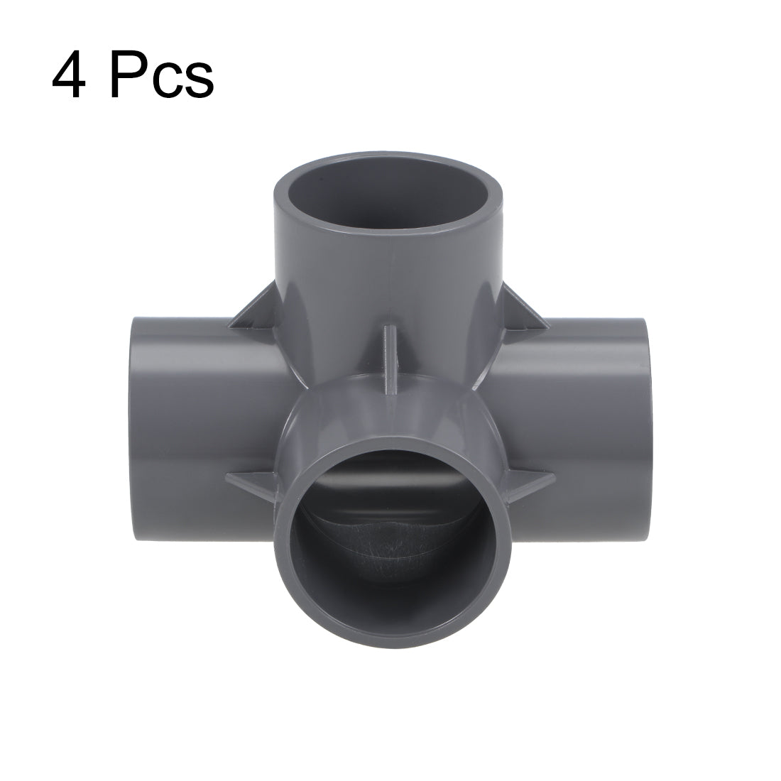 uxcell Uxcell 4 Way 40mm Tee Metric PVC Fitting Elbow - PVC Furniture - PVC Elbow Fittings Gray 4Pcs