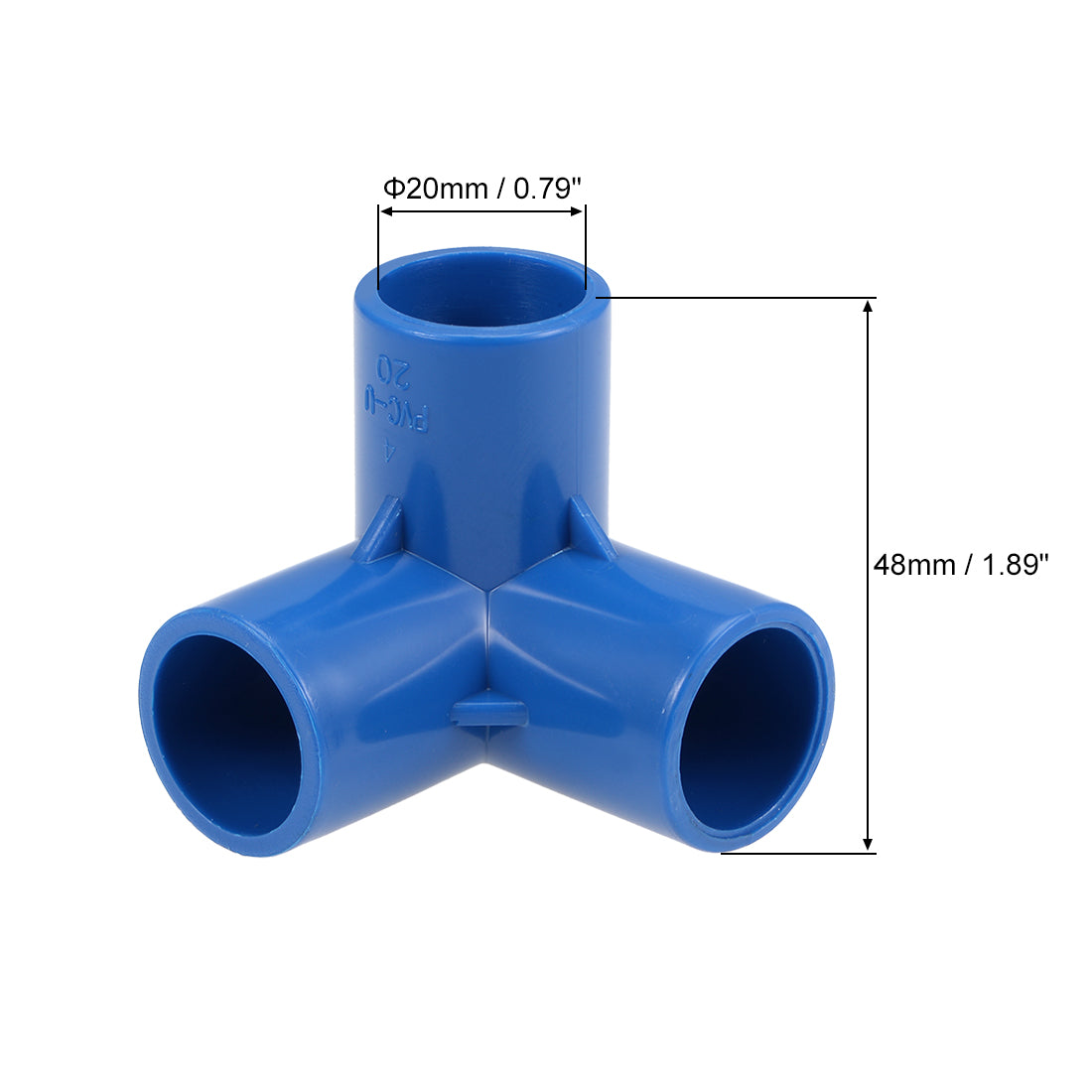 uxcell Uxcell 3-Way Elbow Metric PVC Fitting, 20mm Socket, Tee Corner Fittings Blue 10Pcs