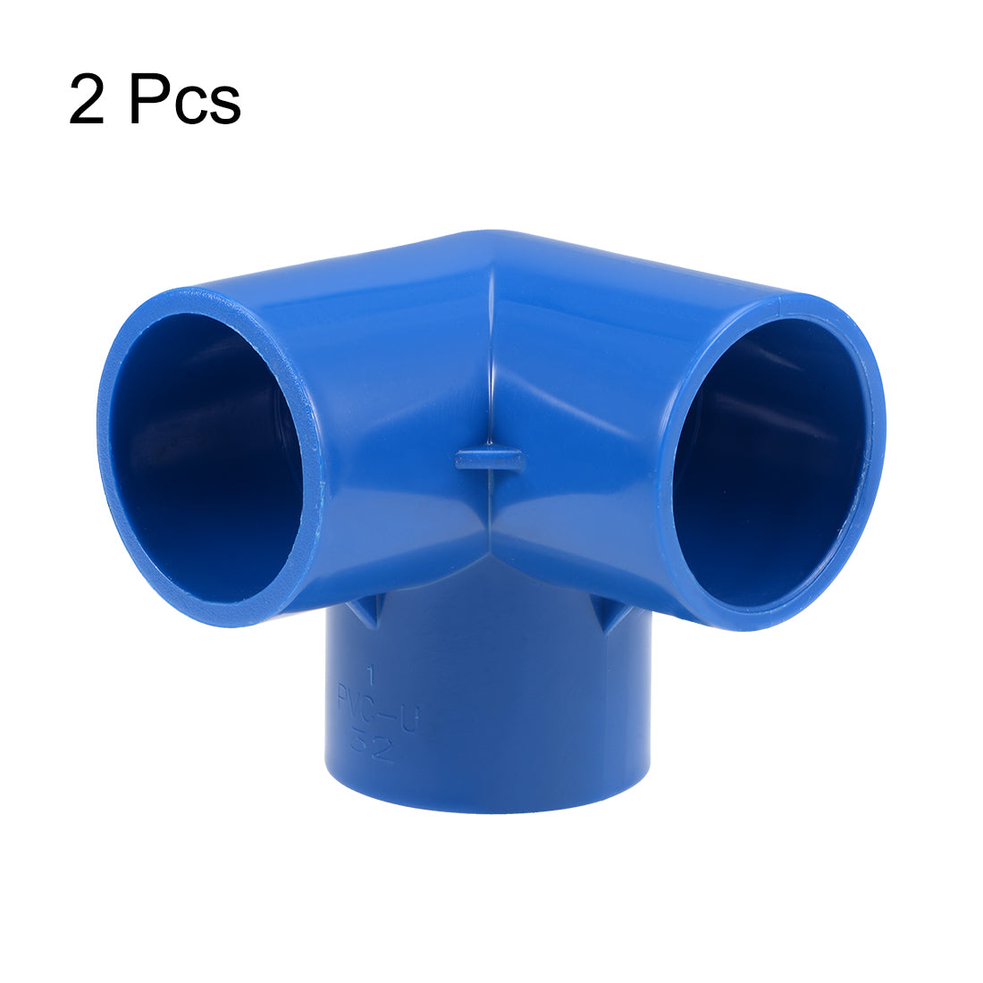 uxcell Uxcell 3-Way Elbow Metric PVC Fitting, 32mm Socket, Tee Corner Fittings Blue 2Pcs