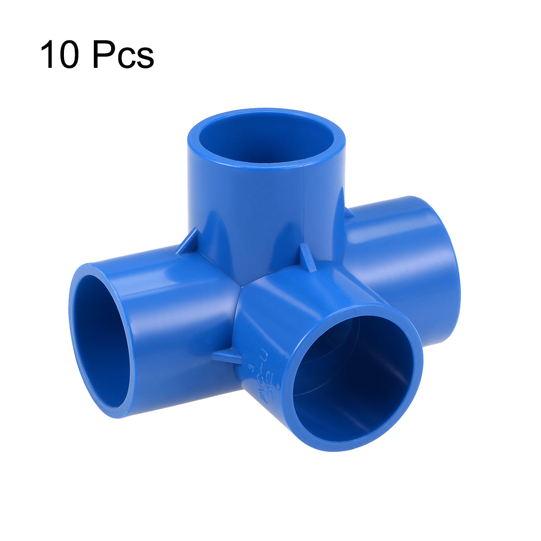 uxcell Uxcell 4 Way 32mm Tee Metric PVC Fitting Elbow - PVC Furniture - PVC Elbow Fittings Blue 10Pcs