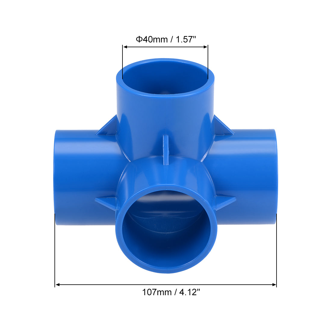 uxcell Uxcell 4 Way 40mm Tee Metric PVC Fitting Elbow - PVC Furniture Elbow Fittings Blue