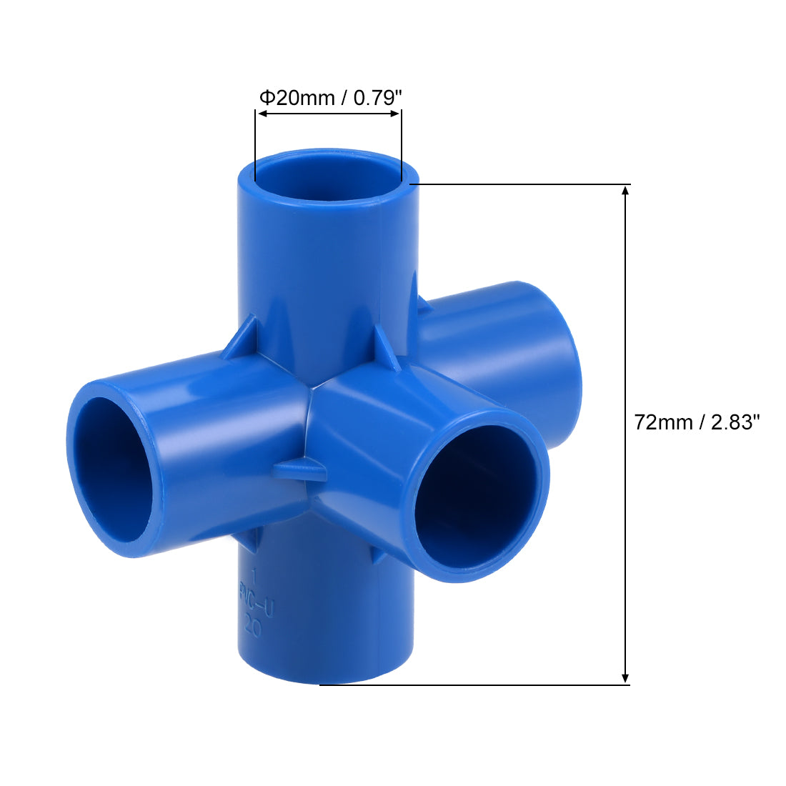 uxcell Uxcell 5 Way 20mm Tee Metric PVC Fitting Elbow - PVC Furniture Elbow Fittings Blue 2Pcs