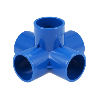 uxcell Uxcell 5 Way 32mm Tee Metric PVC Fitting Elbow - PVC Furniture Elbow Fittings Blue 2Pcs