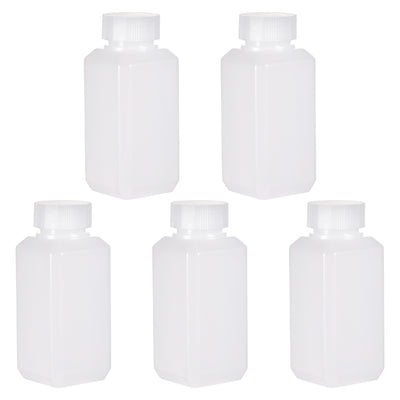 Harfington Uxcell Plastic Lab Chemical Reagent Bottle, 100ml/ 3.4oz Wide Mouth Sample Sealing Liquid/Solid Storage Bottles, White 5pcs