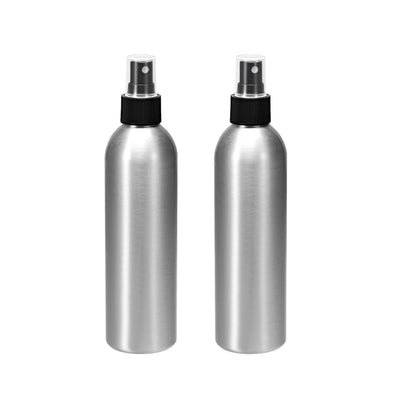 Harfington Uxcell 2pcs 8.5oz/250ml Aluminium Spray Bottle with Black Fine Mist Sprayer, Empty Refillable Container Travel Bottle