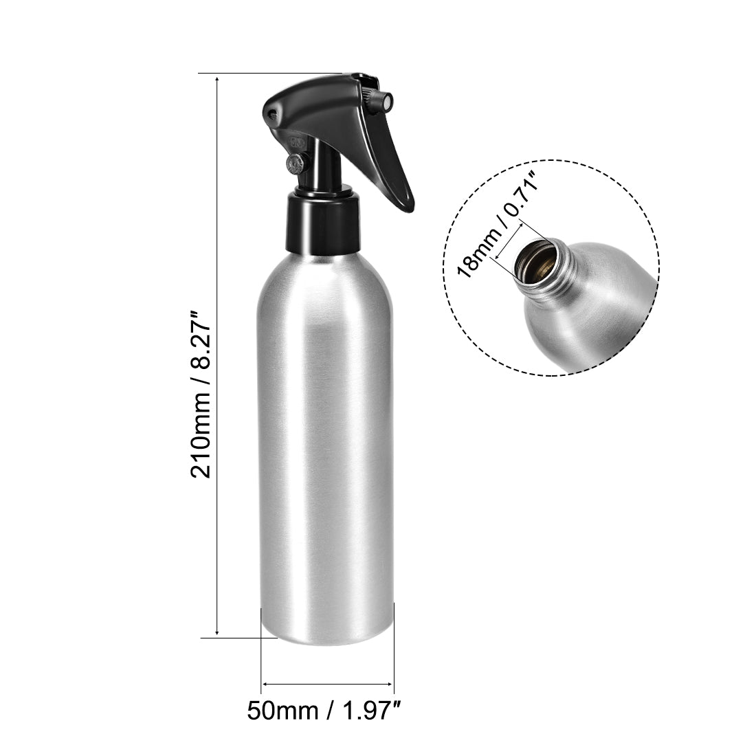 uxcell Uxcell 4 Stück Aluminium Sprühflasche 7oz/200ml mit Klar Nebelsprüher, Leerer Nachfüllbar Behälter Reiseflasche für Küche, Badezimmer oder Pflanzenwassersprüher