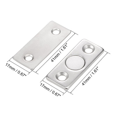 Harfington Uxcell Thin Cabinet Door Magnetic Catch Stainless Steel Magnetic Latch Hardware 2pcs