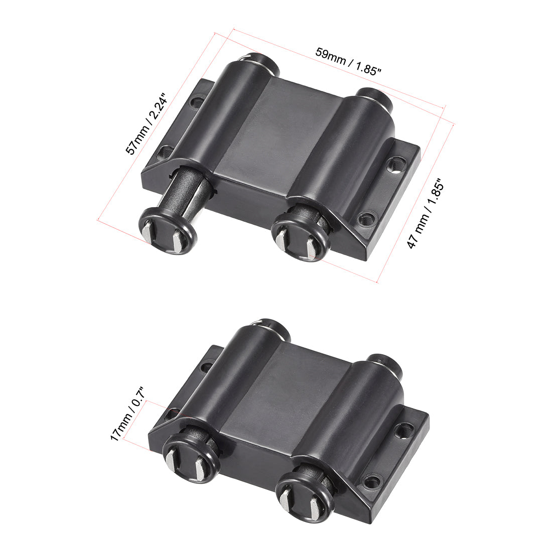 uxcell Uxcell Double Touch Catch Magnetic Press Latch for Cabinet Door Cupboard Black 2pcs