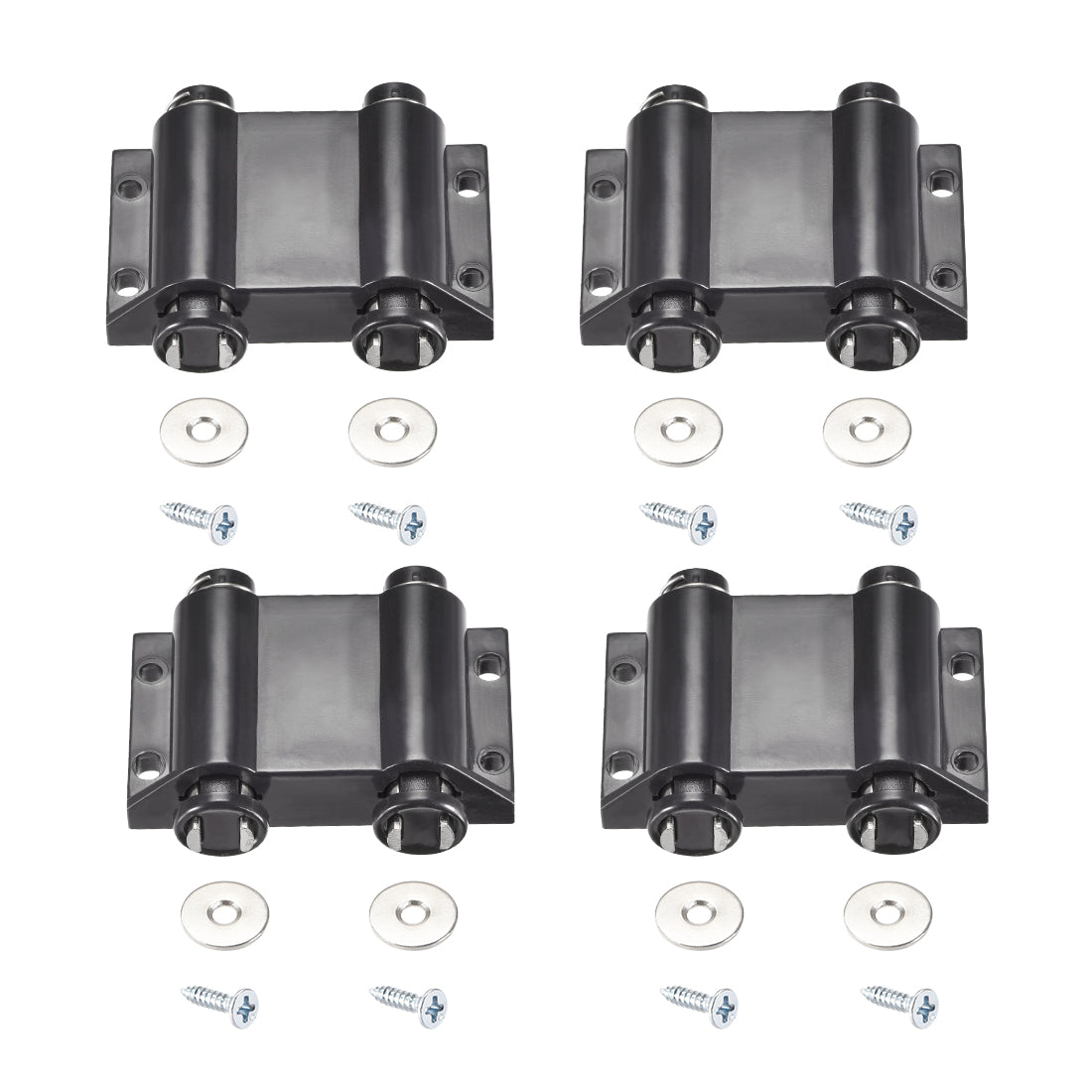 uxcell Uxcell Double Touch Catch Magnetic Press Latch for Cabinet Door Cupboard Black 4pcs