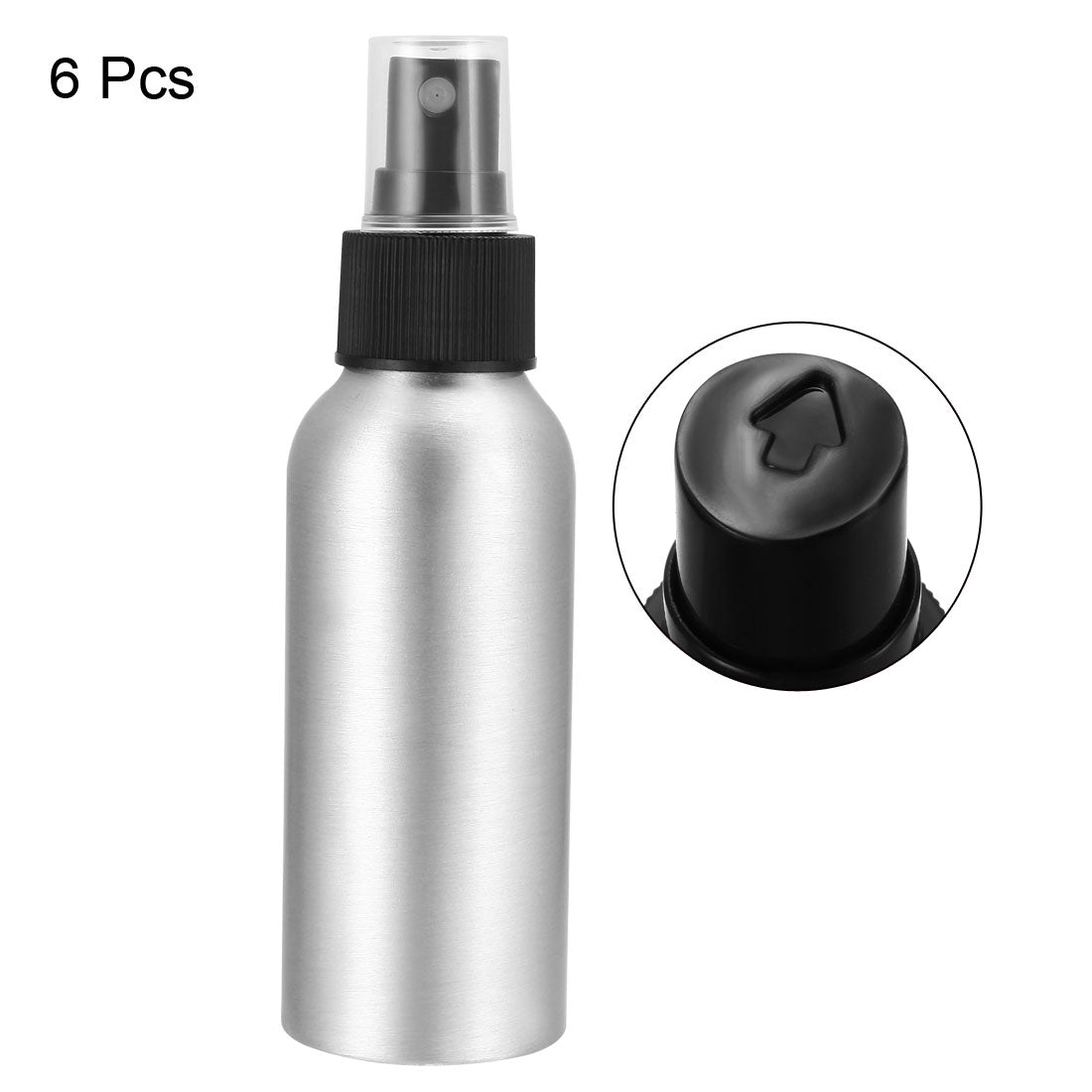 uxcell Uxcell 6pcs 3oz/100ml Aluminium Spray Bottle with Black Fine Mist Sprayer, Empty Refillable Container Travel Bottle