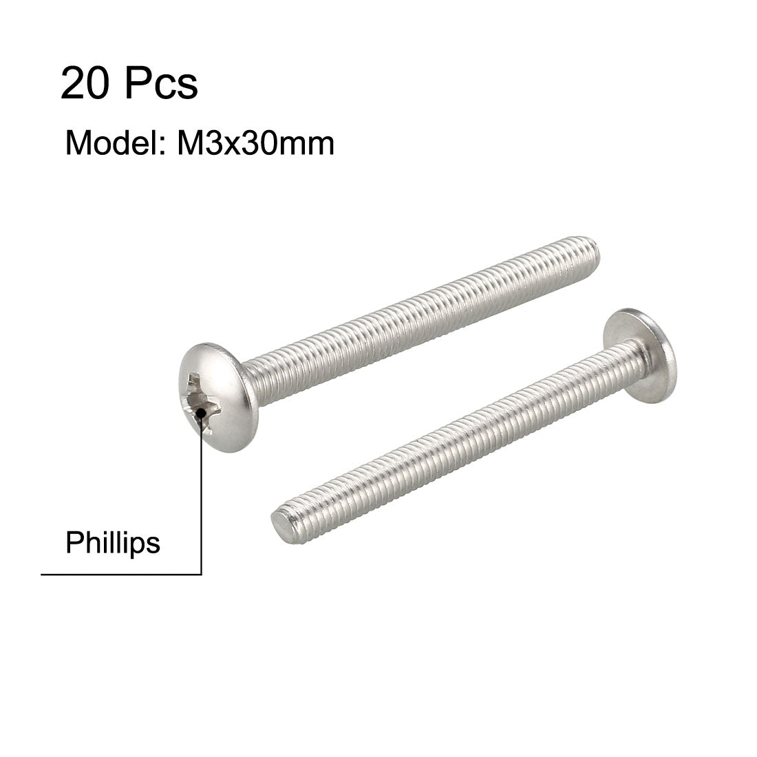 uxcell Uxcell Machine Screws, Phillips Head, 304 Stainless Steel