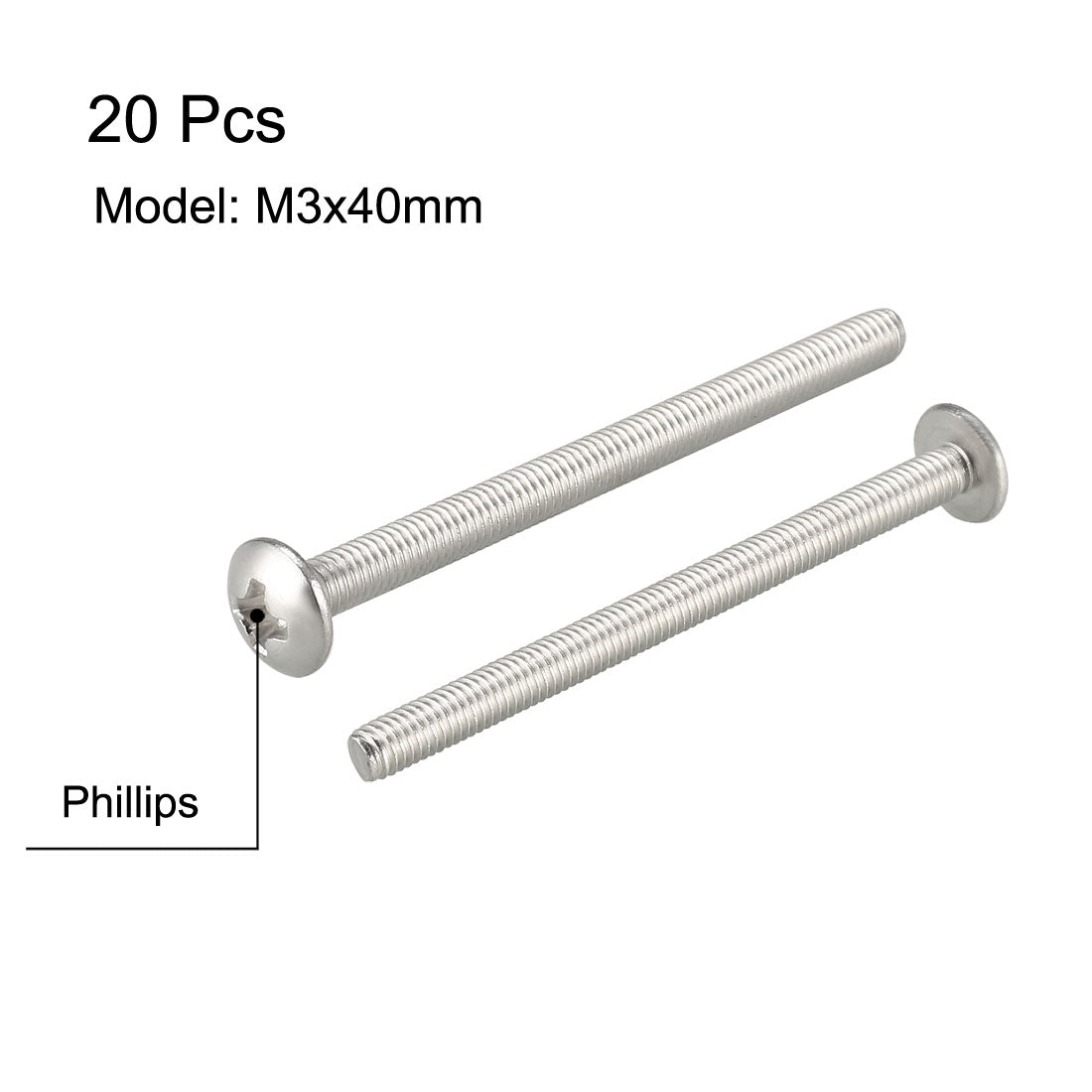 uxcell Uxcell Machine Screws, Phillips Head, 304 Stainless Steel