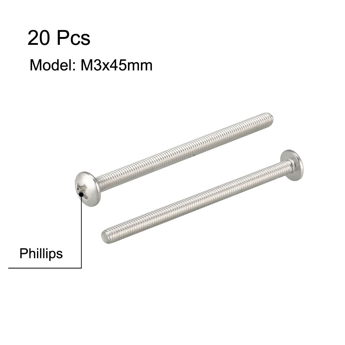 uxcell Uxcell Machine Screws, Phillips Head, 304 Stainless Steel